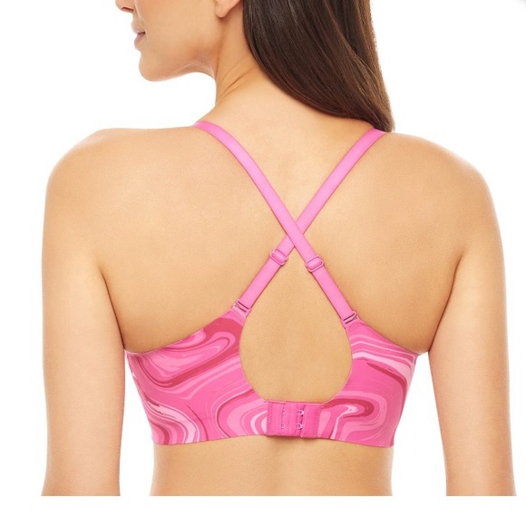 No Boundaries Junior's Wire-Free Bonded Convertible Bralette, Size XL Fuchsia - Picture 3 of 11